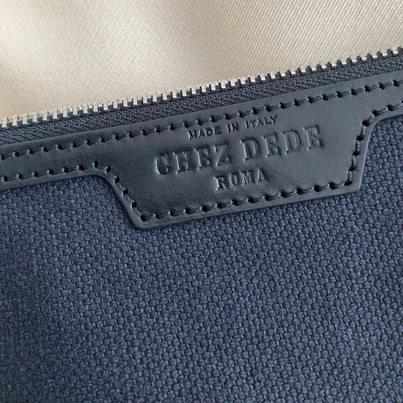 Chez Dede Canvas Pouch/Clutch in Black/Navy - Picture 4 of 6